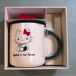 NWT♥️2025 Starbucks Hello Kitty Ceramic Mug with Silicon Red Bow and Green Lid